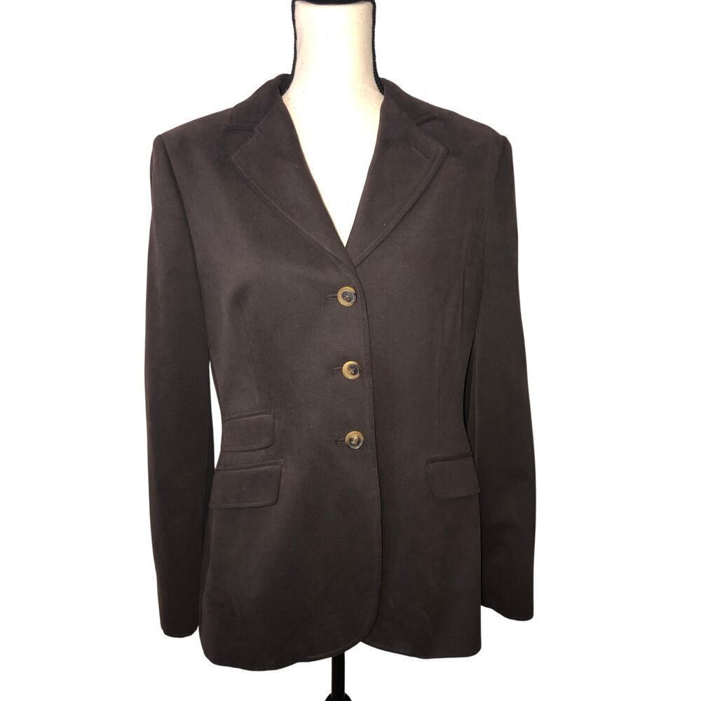 Brooks Brothers Womens Blazer Size 12 Brown 3 Pocket Brushed Cotton Jacket Italy